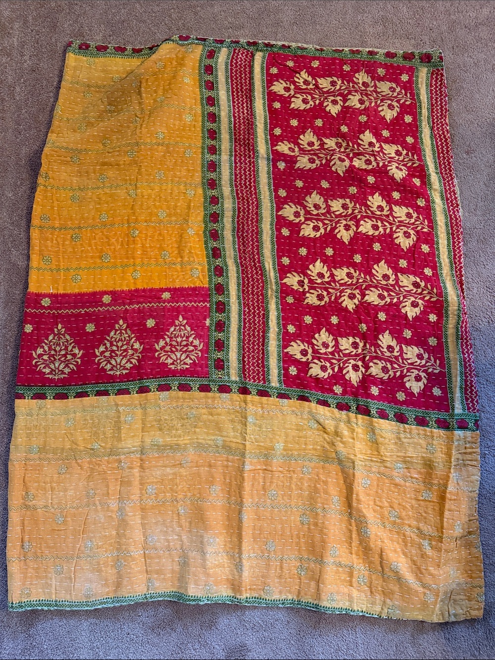 Handstitched Kantha Quilt Double Sided